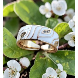 Bague Émaillée Ajustable en Cuivre Doré – Motif Graphique