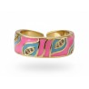 Bague Émaillée Ajustable en Cuivre Doré – Motif Graphique