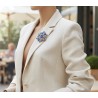Broche fleur strass dorée bleu saphir ou ambre — grande
