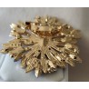Broche fleur strass dorée bleu saphir ou ambre — grande