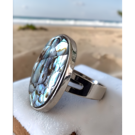 Bague en nacre d'abalone ovale
