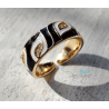 Bague Émaillée Ajustable en Cuivre Doré – Motif Graphique