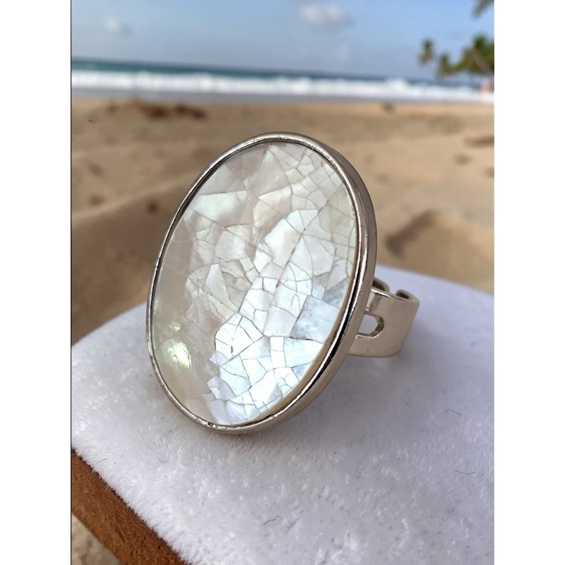 Bague en nacre d'abalone ovale