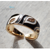 Bague Émaillée Ajustable en Cuivre Doré – Motif Graphique