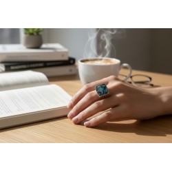 Bague en nacre bleue