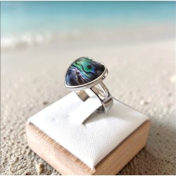 Bague en nacre d'abalone coeur
