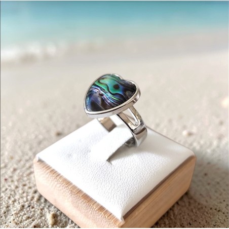 Bague en nacre d'abalone coeur