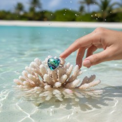 Bague en nacre d'abalone coeur