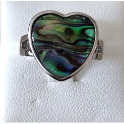 Bague en nacre d'abalone coeur