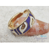 Bague Émaillée Ajustable en Cuivre Doré – Motif Graphique