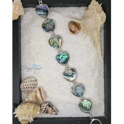 Bracelet en nacre d'abalone sept cœurs