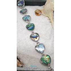 Bracelet en nacre d'abalone sept cœurs