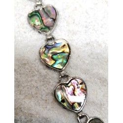 Bracelet en nacre d'abalone sept cœurs