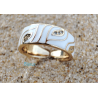 Bague Émaillée Ajustable en Cuivre Doré – Motif Graphique