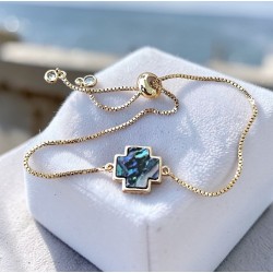 Bracelet doré avec pièce en nacre abalone