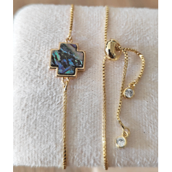 Bracelet doré avec pièce en nacre abalone