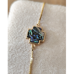 Bracelet doré avec pièce en nacre abalone