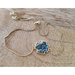 Bracelet doré avec pièce en nacre abalone