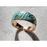 Bague Émaillée Ajustable en Cuivre Doré – Motif Graphique