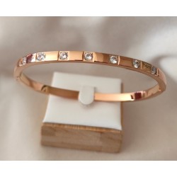 Bracelet Jonc 7 Brillants Acier Inoxydable – Doré, Argenté ou Or Rose