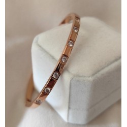 Bracelet Jonc 7 Brillants Acier Inoxydable – Doré, Argenté ou Or Rose