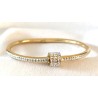 Bracelet Jonc Ouverture Cylindre Strass – Acier Inoxydable Doré ou Argenté