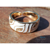 Bague Émaillée Ajustable en Cuivre Doré – Motif Graphique
