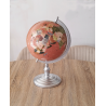 Globe terrestre en pierres fines océans Sable Rose sur pied acier