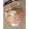 Globe terrestre en pierres fines océans Sable Rose sur pied acier