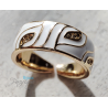 Bague Émaillée Ajustable en Cuivre Doré – Motif Graphique