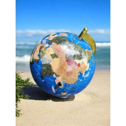 Globe terrestre en pierres semi précieuses océan Bleu Navy
