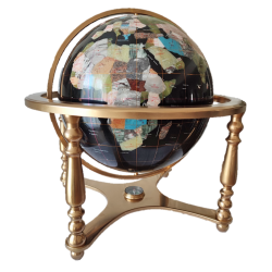 Globe terrestre pierres fines océan noir 4 pieds Or
