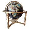 Globe terrestre pierres fines océan noir 4 pieds Or