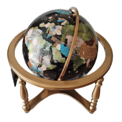 Globe terrestre pierres fines océan noir 4 pieds Or