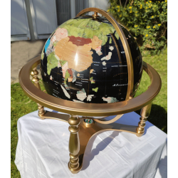 Globe terrestre pierres fines océan noir 4 pieds Or