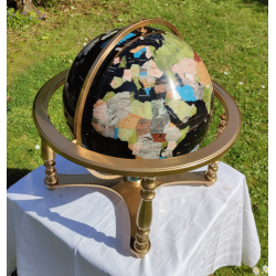 Globe terrestre pierres fines océan noir 4 pieds Or