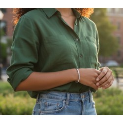 Bracelet Jonc Strass Acier Inoxydable – Ligne Brillante Doré, Argenté ou Or Rose