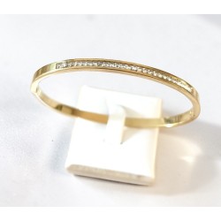 Bracelet Jonc Strass Acier Inoxydable – Ligne Brillante Doré, Argenté ou Or Rose