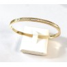 Bracelet Jonc Strass Acier Inoxydable – Ligne Brillante Doré, Argenté ou Or Rose