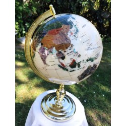 Globe terrestre en pierres semi-précieuses – Blanc nacré irisé & finitions premium
