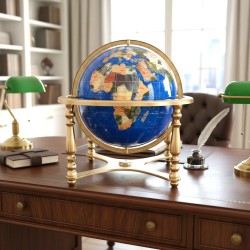 Globe terrestre en pierres fines océans Bleu navy