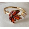 Bague ouverte zirconium feuille érable ajustable – dorée ou argentée