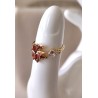 Bague ouverte zirconium feuille érable ajustable – dorée ou argentée