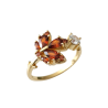 Bague ouverte zirconium feuille érable ajustable – dorée ou argentée