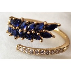 Bague ouverte laurier zirconium ajustable – multicolore dorée