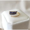 Bague ouverte laurier zirconium ajustable – multicolore dorée