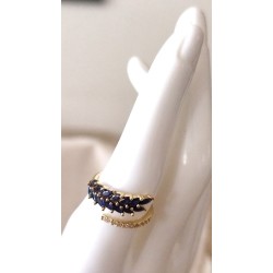 Bague ouverte laurier zirconium ajustable – multicolore dorée
