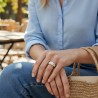 Bague Émaillée Ajustable en Cuivre Doré – Motif Graphique