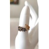 Bague ouverte double laurier zirconium ajustable – dorée ou argentée