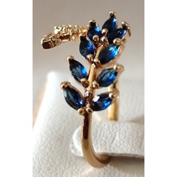 Bague ouverte double laurier zirconium ajustable – dorée ou argentée